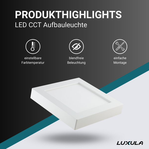 LED CCT Aufbauleuchte mit einstellbarer Farbtemperatur, blendarmer Beleuchtung und einfacher Montage
