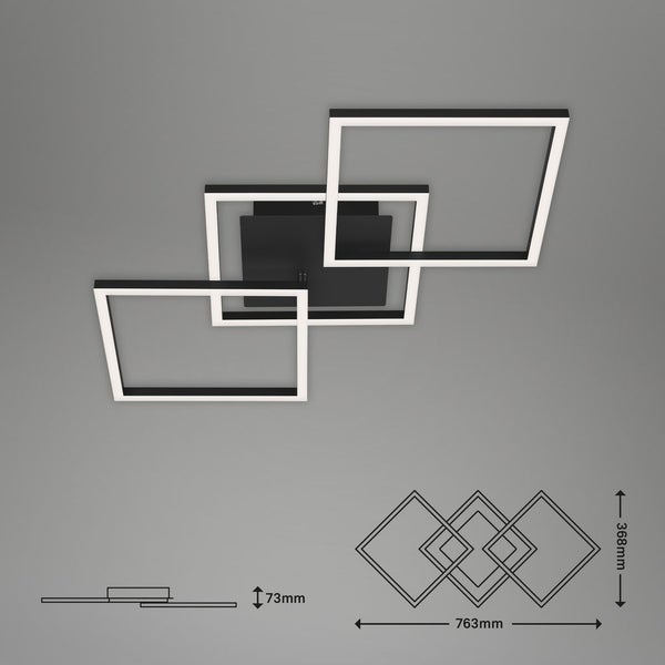 LED Deckenleuchte Dimmbar drehbar 30 W schwarz Metall-Kunststoff Briloner