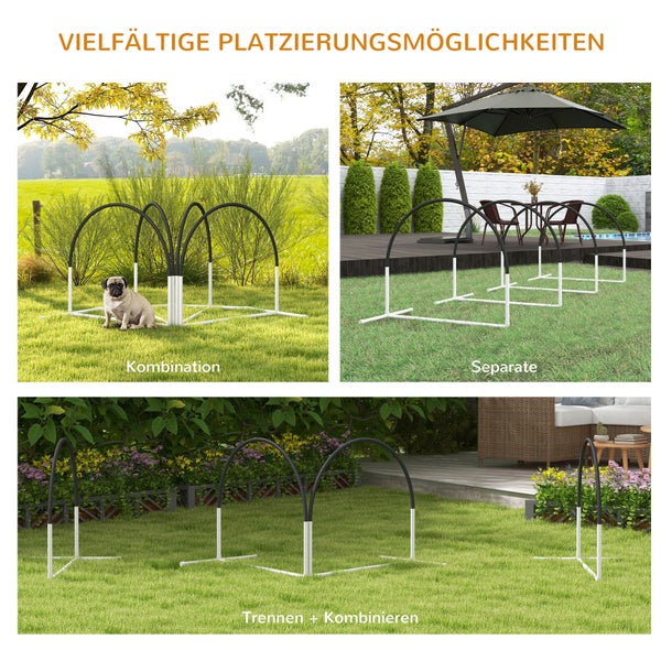 PawHut Hunde Agility Set, 4er-Set Hundetraining mit Slalomstangen, Agility-Ausrüstung für Hunde mit Tragetasche aus Oxford, Schwarz