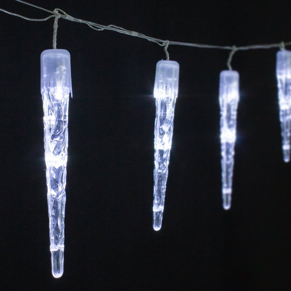 ECD Germany LED Eiszapfen Lichterkette Kaltweiß 40 LEDs Zapfen, Vorhang 5,7m + 5m Zuleitung, 8 Leuchtmodi + Timer, Wasserdicht IP44 Außen, Eiszapfenkette Eisregen Weihnachtsbeleuchtung Weihnachtsdeko