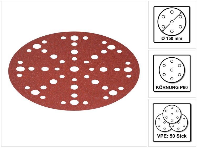 Festool STF D150/48 Rubin 2 RU2/50 Schleifscheiben, P60, 150 mm / 50 Stk. ( 575187 )