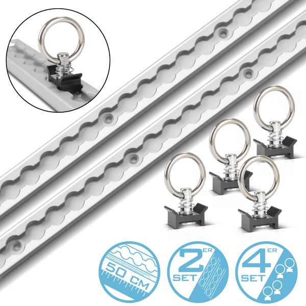 Zurrschienen 2er Set mit Zurrösen 50 cm Airlineschienen aus Aluminium