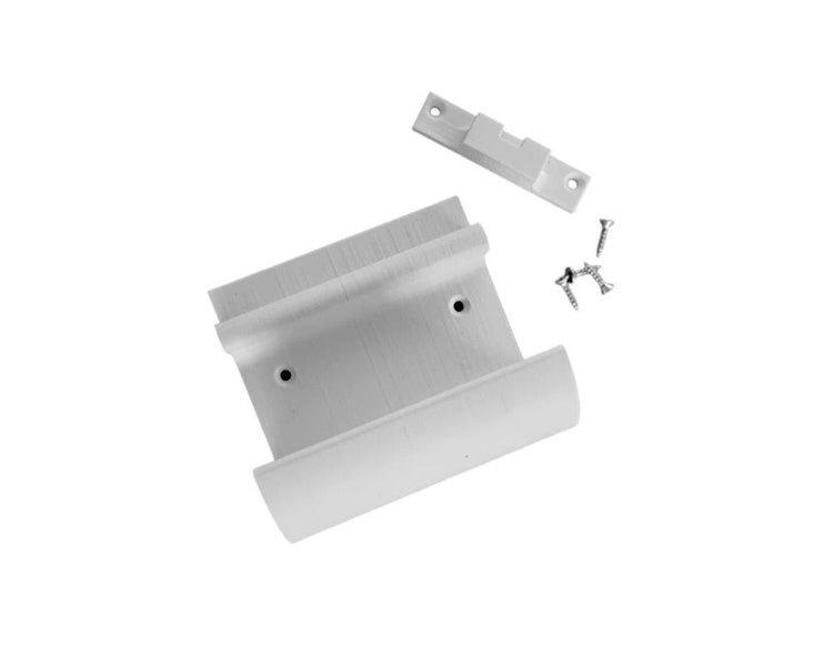 Balkontür-Ziehgriff aus Aluminium in Weiß inklusive Schnäpper und Schrauben.