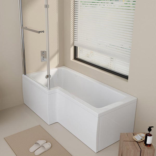 Home Deluxe - Badewanne mit Duschwanne - ELARA rechts - inkl. komplettem Zubehör und Duschabtrennung I Duschwanne, Badewanne mit Dusche