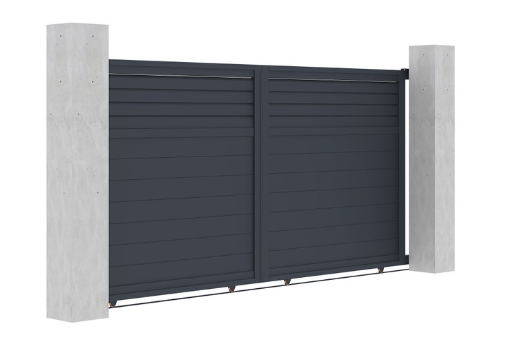 Schiebetor 3,5 m CARPATIA H.180 cm graues Aluminium + 2 Pfosten 20x20 cm H.190 c