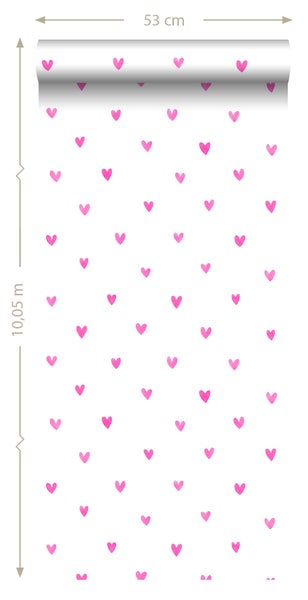 Tapete mit Herzen, 53 cm x 10,05 m