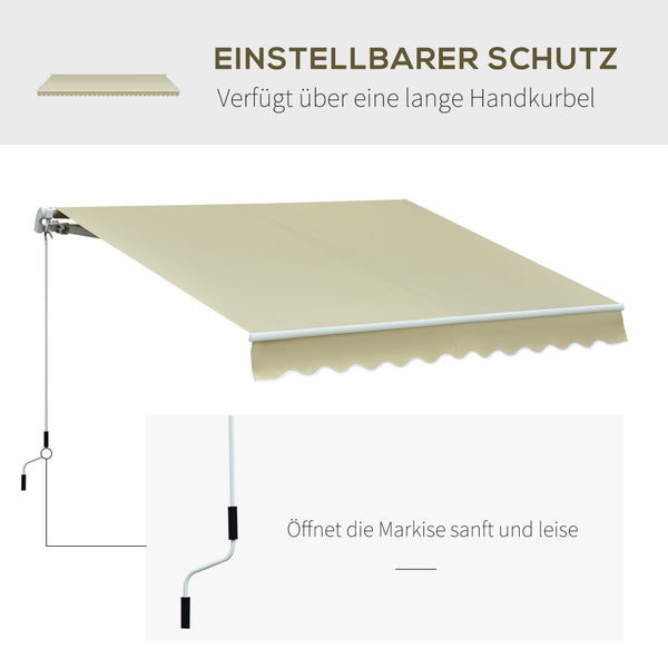 Outsunny Markise, Gelenkarmmarkise,  3,5 x 2,5 m,  Alu Polyester, Beige Crème