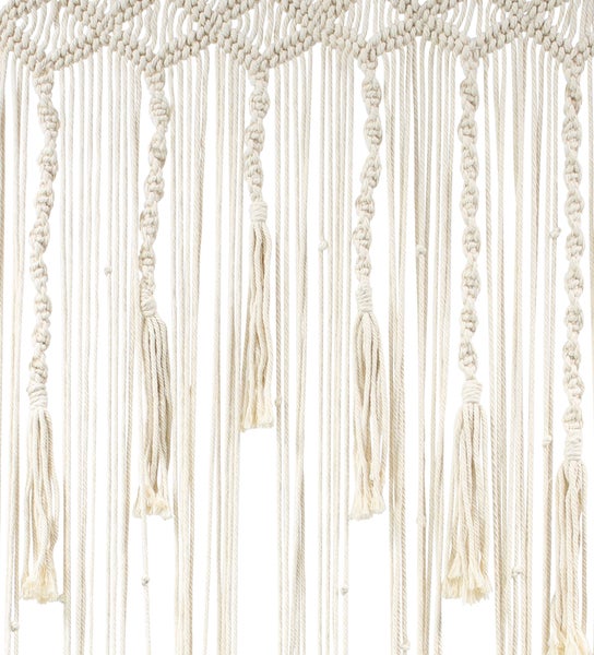 FRANK FLECHTWAREN | Türvorhang Makramee, POLYCOTTON, HOLZ, 90 x 200 cm