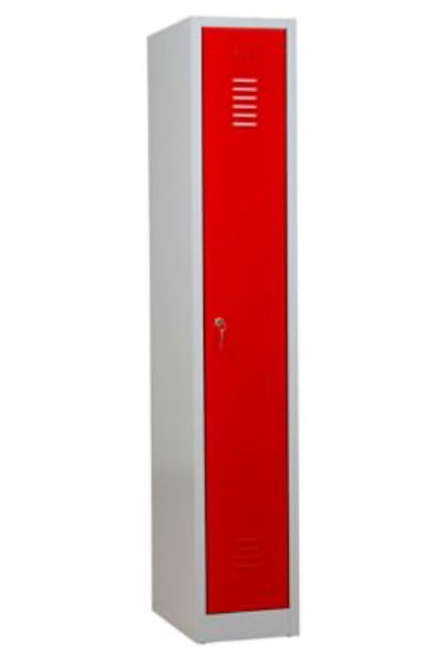 PROREGAL Garderobenspind Camel 1-Fach HxBxT 180 x 30 x 50 cm Zylinderschloss Grau-Rot