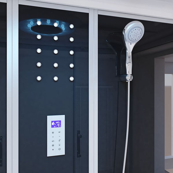 Home Deluxe - Dampfdusche DIAMOND BIG - Schwarz, Maße: 190 x 100 x 220 cm - inkl. Radio, Regendusche und komplettem Zubehör I Dampfsauna, Badewanne, Whirlpool, Dusche