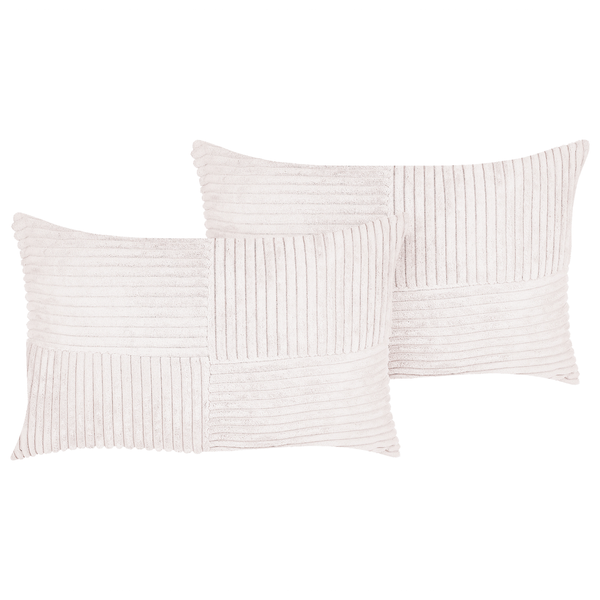 Dekokissen 2er Set MILLET Cord 30 x 50 cm Cremeweiß Geometrisches Muster