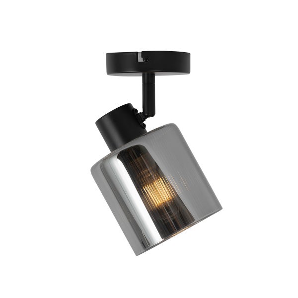 Deckenstrahler mit grauem Glasschirm