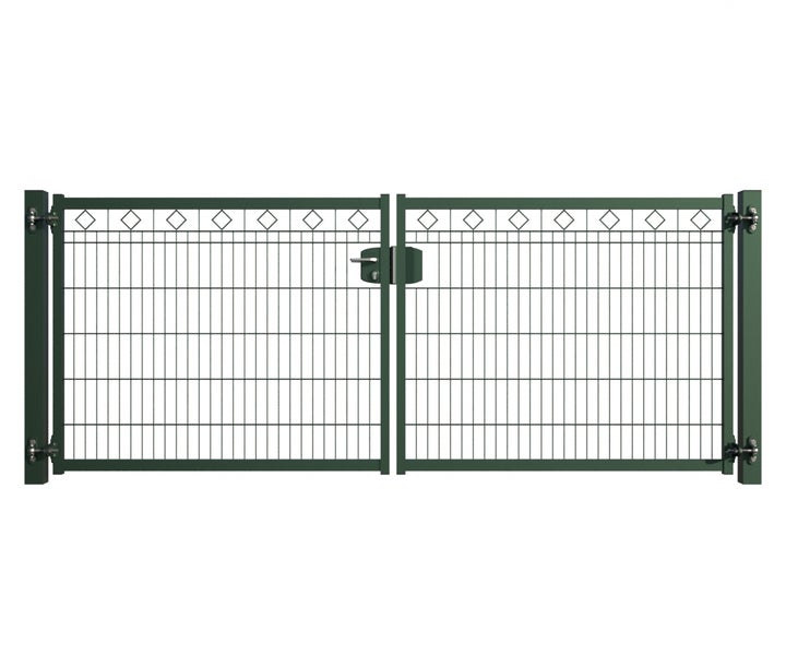 Doppeltor Gartentor mit Drahtgitter und Rautenmuster