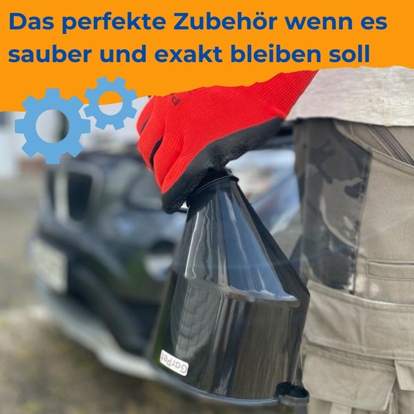 Einfülltrichter mit Handschuh für sauberes und präzises Arbeiten