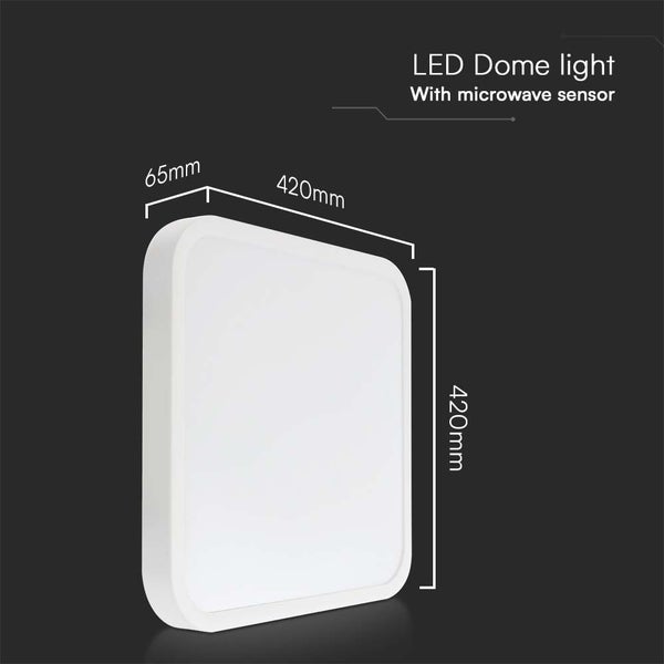 V-TAC VT-8630SW-SQ-N - LED-Lichtkuppeln - Quadratische Lichtkuppeln - Sensor - IP44 - Weiß - 36 Watt -