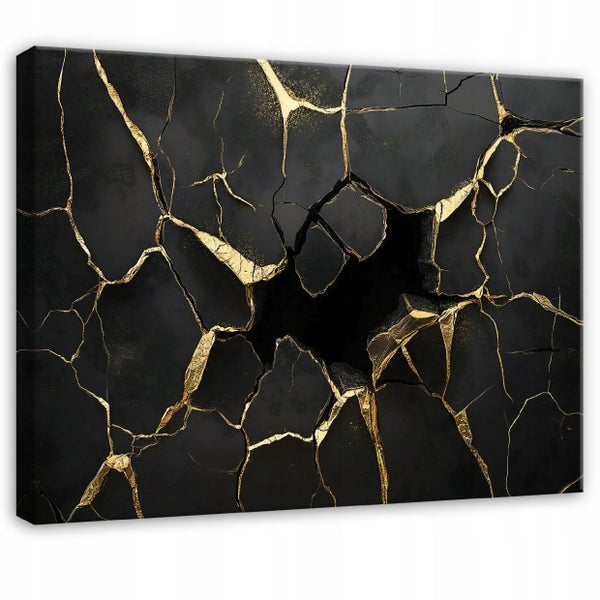 Leinwandbild Abstrakt schwarz gold Modern Wandbild 120x80 cm
