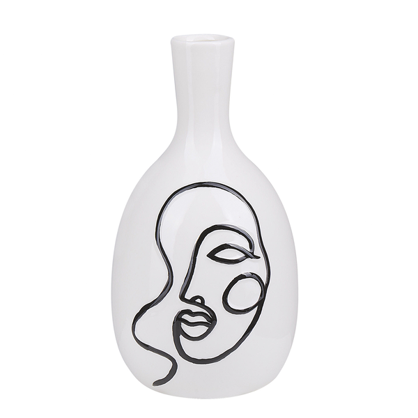 Blumenvase AKRAI Steinzeug 23 cm Weiß