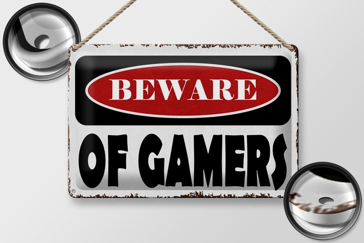 Blechschild Spruch 30x20cm beware of gamers