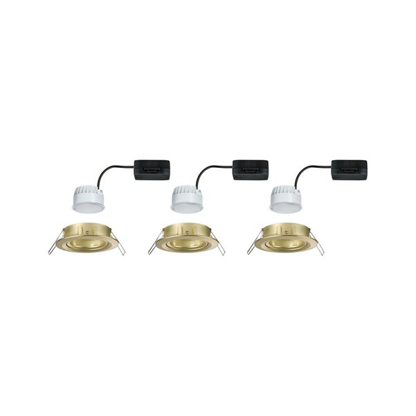 Set mit drei runden LED Einbaustrahlern für den Deckeneinbau mit Metallgehäuse und Anschlussbox