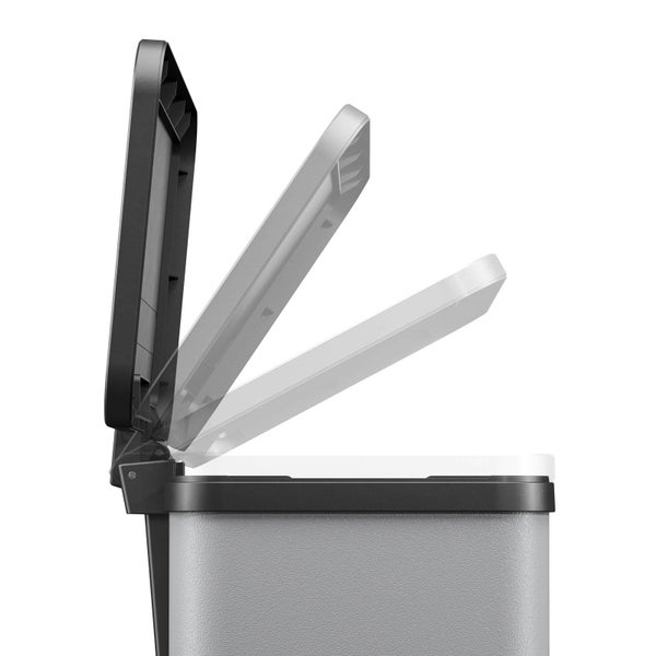 Detailaufnahme eines Abfallbehälters mit offenem Deckel