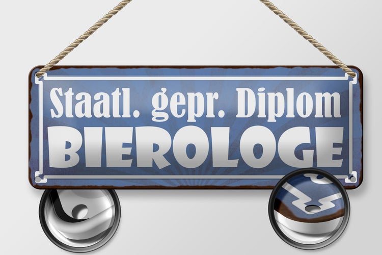 Blechschild Spruch 27x10cm staatlich geprüfter Diplom Bierologe Bier
