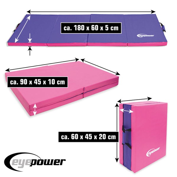 180x60 Klappbare Gymnastikmatte - 5cm dicke Turnmatte Pink Aubergine