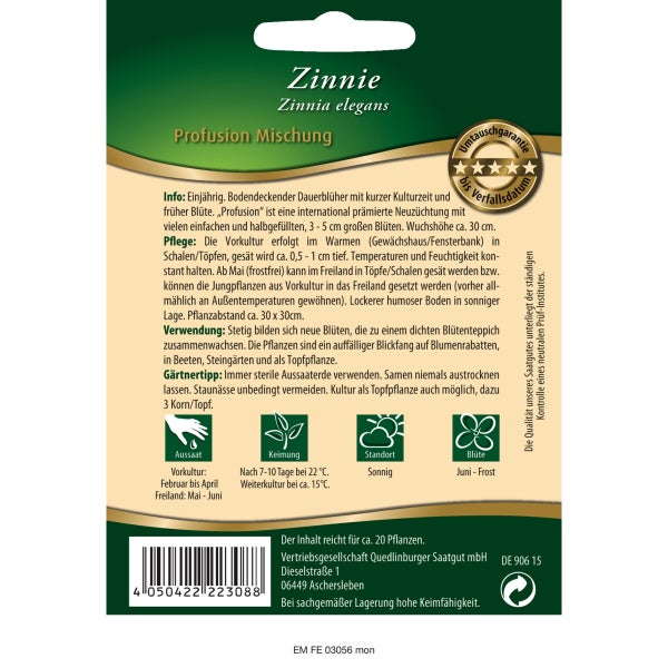 Zinnien Profusion Mix Samen von Quedlinburger SAATGUT