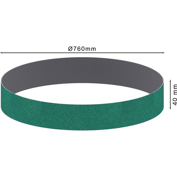 Schleifband mit einem Durchmesser von 760 Millimeter und einer Breite von 40 Millimeter.