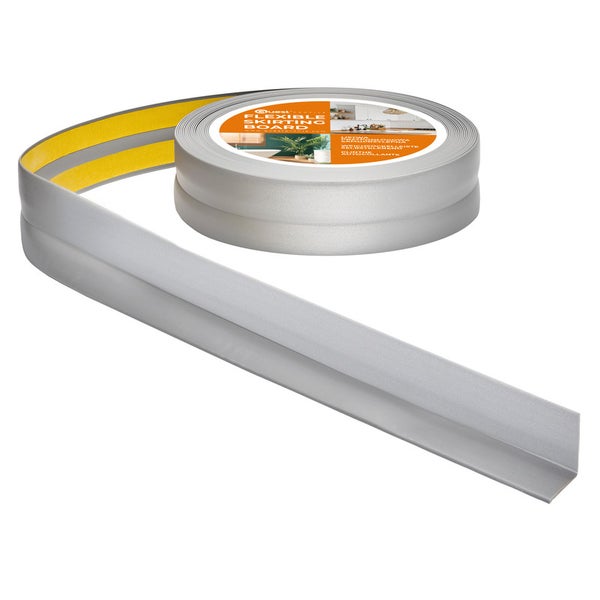 Quest Weichsockelleiste Selbstklebend 30 x 30 mm, PVC, Flexibel, Silber, 20 Meter