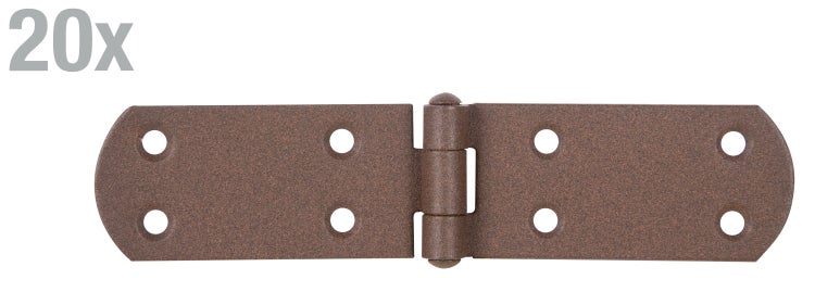Set aus 20 Ladenbändern mit abgerundeten Enden aus Metall für Türen und Tore