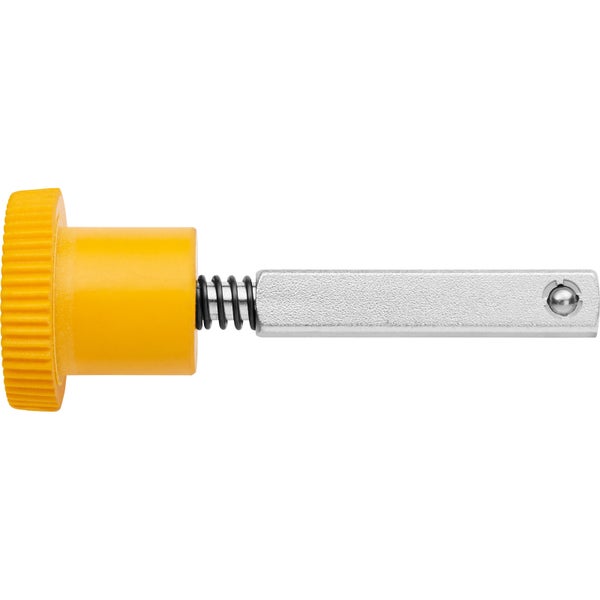 Werkbank mit Holzplatte und blauem Metallgestell mit Schrank