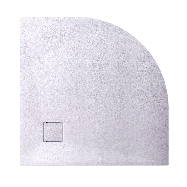 EMKE Runde Duschwanne Viertelkreis – Flache, rutschfeste SMC Duschtasse, 80x80 cm, Weiß, ohne Siphon