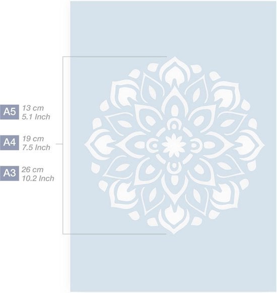 QBIX Mandala Schablone A5 Größe Kunststoff - Ausschnitt Durchmesser 12,5cm