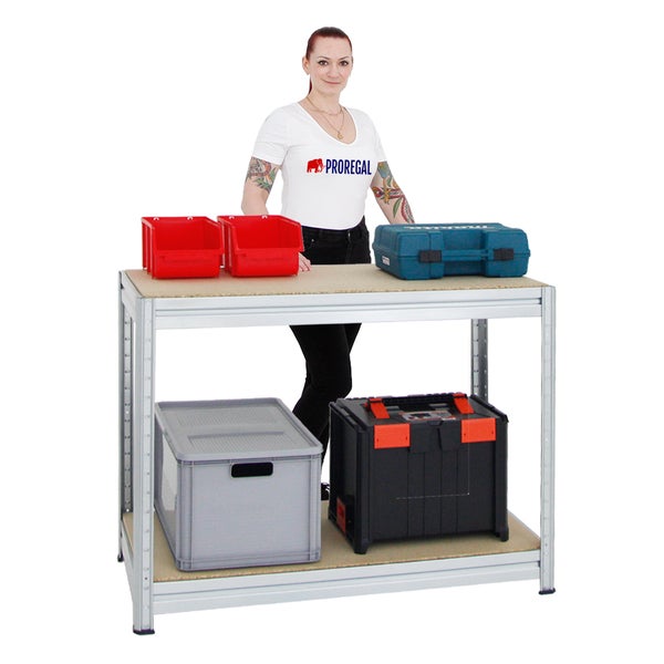 PROREGAL Höhenverstellbare Werkbank Dino HxBxT 90 x 120 x 60 cm Traglast 600 kg Verzinkt