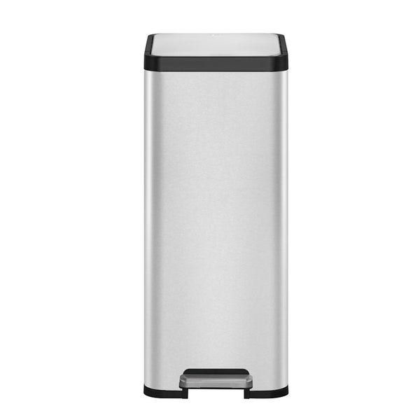 PROREGAL Kompakter und Funktionaler Treteimer Aus Mattgrauem Edelstahl 30 Liter HxBxT 66,5 x 32,1 x 37,3 cm Silber