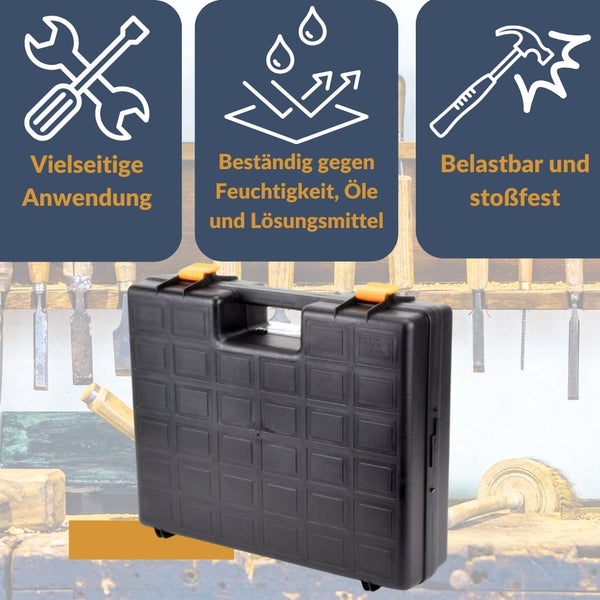 Schwarzer Werkzeugkoffer mit Tragegriff