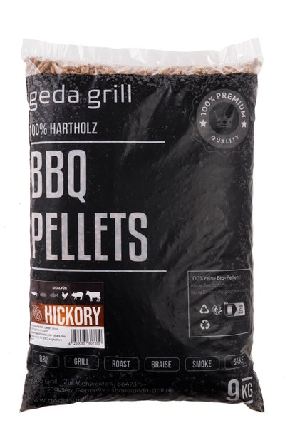 GEDA Grill Hartholz Pellets Hickory, Grillpellets für Pelletsmoker, Pizzaofen, Grill und Räucherofen