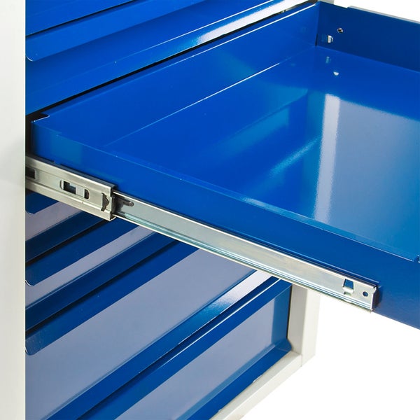 PROREGAL Schubladenschrank Kobra mit 8 Schubladen HxBxT 90 x 71 x 55 cm Lichtgrau Blau