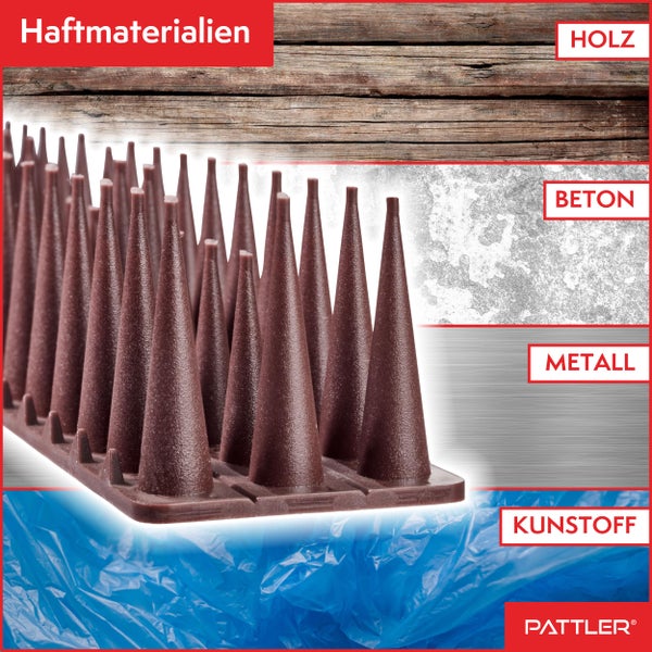 PATTLER® Vogelabwehr aus Robustem Kunststoff | Taubenabwehr für Balkon, Dach, Fensterbank, Zaun | Vogelabwehr & Taubenschreck | Taubenabwehr Spikes - 6 STÜCK x 43cm (Gesamtlänge 2.58 Meter)