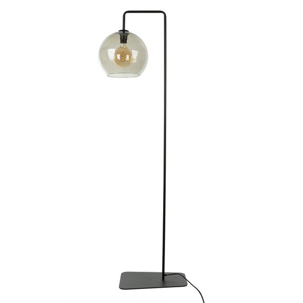 Stehlampe mit kugelförmigem Lampenschirm und Metallgestell