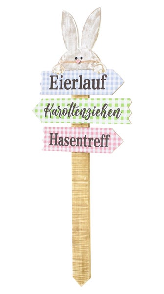 FRANK FLECHTWAREN | Gartenschild Osterparty, HOLZ, MDF, KUNSTSTOFF, 35 x 2,5 x 90 cm