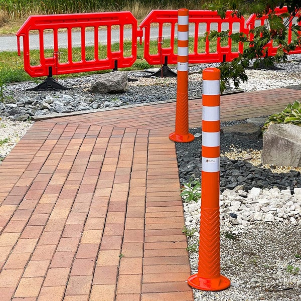 Flexible Premium Absperrpfosten, Poller 100 cm orange Reflexfolie RA2/C - 3 Stück Set