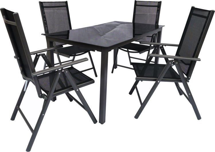 5 tlg. Alu Gartenset Sitzgruppe Tisch Stühle 140SW