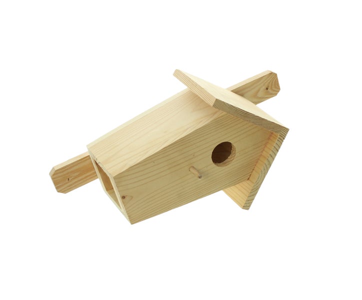 FRANK FLECHTWAREN | Nistkasten Vogelhaus, HOLZ, Häuschen 15 x 11 x 20 cm, GH 30 cm