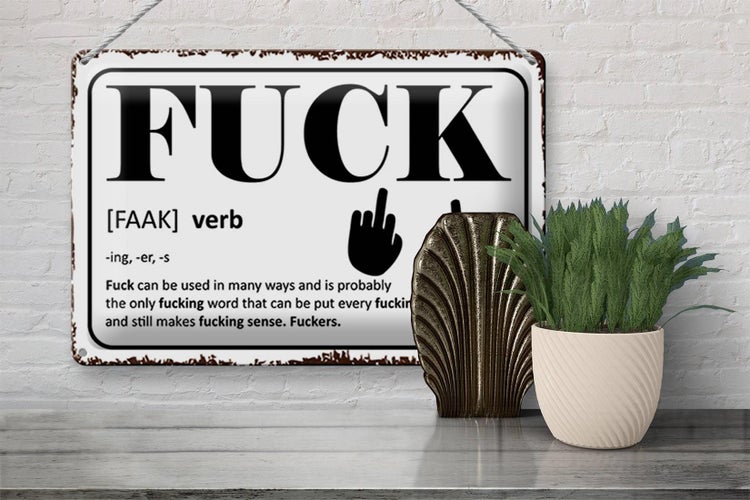 Blechschild Spruch 30x20cm FUCK Verb can be used in many