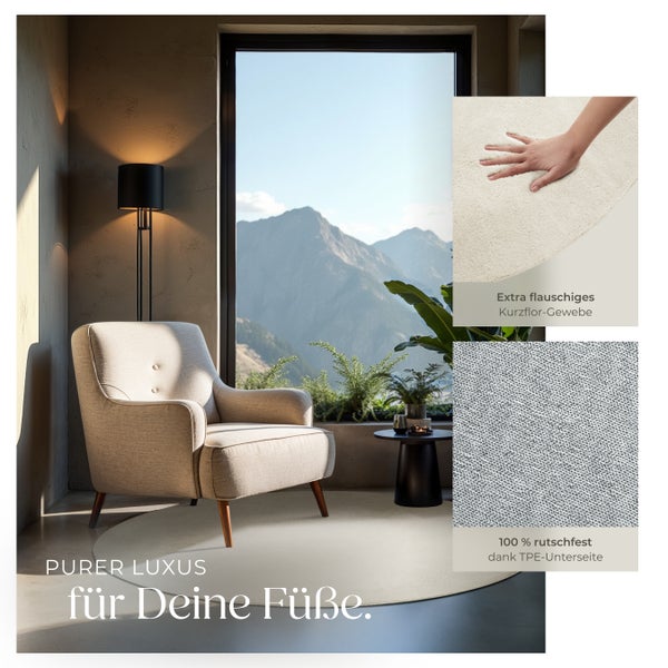 Kurzflorteppich tectake rutschfeste Unterseite verschiedene Größen und Farben Ø 120 cm