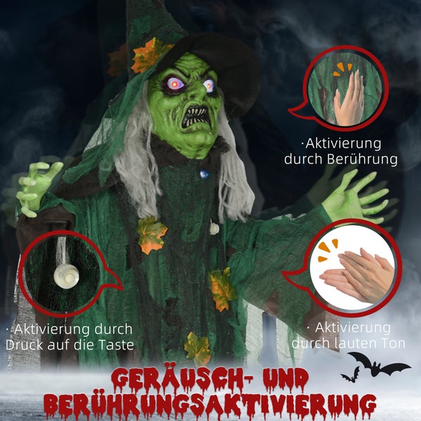 HOMCOM Halloween-Hexe, 60L × 18B × 183H cm, PE, Mehrfarbig