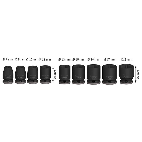 Bosch PRO Impact Socket Set 3/8 Standard 9‑tlg. - 2608003036
