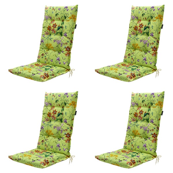 Hochlehnerauflage Milly grün – Ca. 123x50 cm - 4er-Set