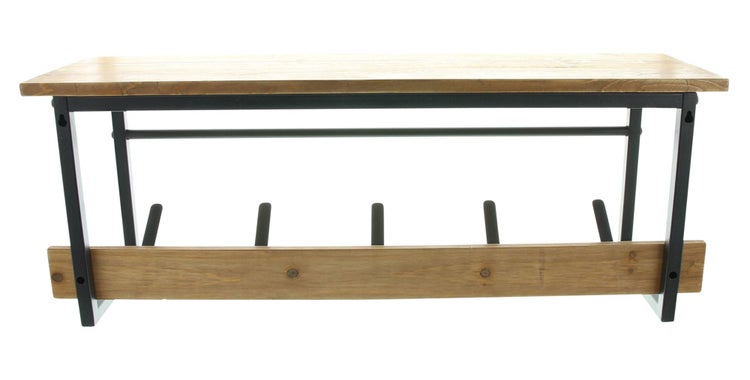FRANK FLECHTWAREN | Garderobe Industrial, METALL, HOLZ, 72 x 20 x 27 cm